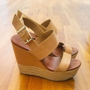 Jessica Simpson Leather Wedge Espadrilles
